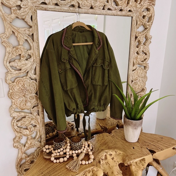 FREE PEOPLE FLIGHT LINE BOMBER JACKET CARGO GREEN MILITARY 🌸 - Picture 15 of 16